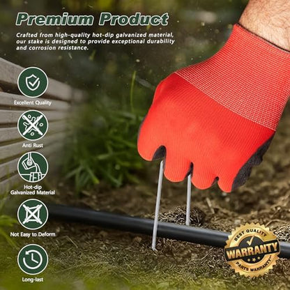 FEED GARDEN 6 Inch 200 Pack Galvanized Landscape Staples 11 Gauge Anti-Rust Garden Stakes Landscaping Fabric SOD Pins Yard Stakes for Christmas Decoration Weed Barrier Fabric