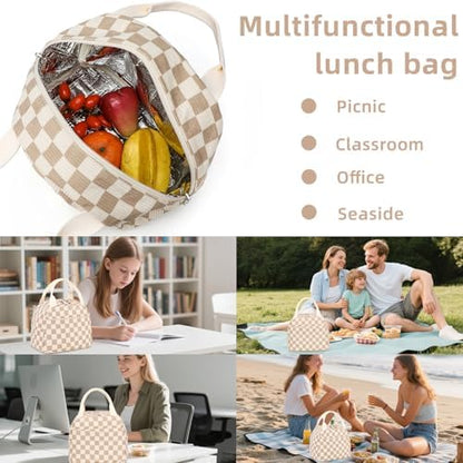 LEDAOU Lunch Box for Women Insulated Lunch Bag Corduroy Lunch Tote Bags Leakproof Cooler Lunch Case for Travel Work Picnic