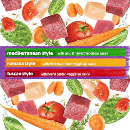 Purina Beneful Medleys Wet Dog Food Variety Pack with Tuscan, Romana, and Mediterranean Style Dog Food in Dog Gravy, 30 Pack - (Pack of 30) 3 oz. Cans