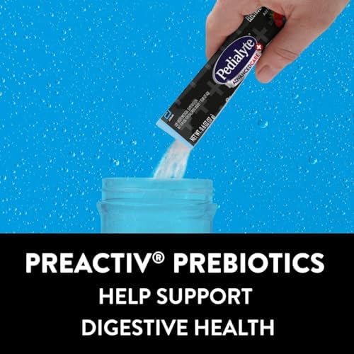 Pedialyte AdvancedCare Plus Electrolyte Powder, Has 33% More Electrolytes and PreActiv Prebiotics, Berry Frost, 18 Powder Packets
