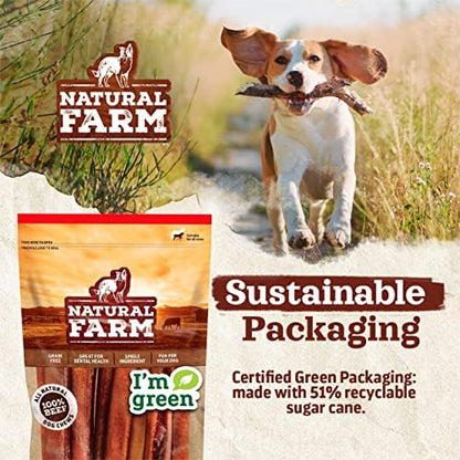 Natural Farm Bully Sticks (6 Inch, 30 Pack), Thin Pizzle Pixie Beef Treats, Grain-Free, High Protein, Best Rawhide Alternative for Small, Puppies or Senior Dogs