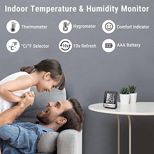 ThermoPro TP49 Digital Hygrometer Indoor Thermometer Humidity Meter Room Thermometer with Temperature and Humidity Monitor Mini Hygrometer Thermometer