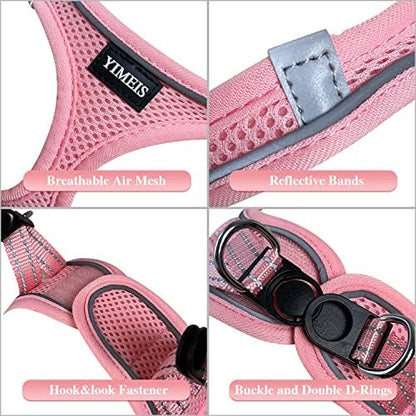 YIMEIS Dog Harness and Leash Set, No Pull Soft Mesh Pet Harness, Reflective Adjustable Puppy Vest for Small Medium Large Dogs, Cats (Pink, Small (Pack of 1)