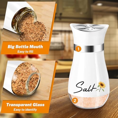 Sunflower Salt and Pepper Shakers Set - 4oz Farmhouse Cute Kitchen Decor and Accessories Sunflower Gifts for Salt Shakers Glass Cooking Table,Housewarming,Thanksgiving,Christmas