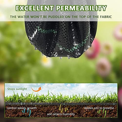 3ftx50ft Weed Barrier Landscape Fabric Heavy Duty，Weed Block Gardening Ground Cover Mat, Weed Control Garden Cloth ，Woven Geotextile Fabric for Underlayment，Commercial Driveway Fabric
