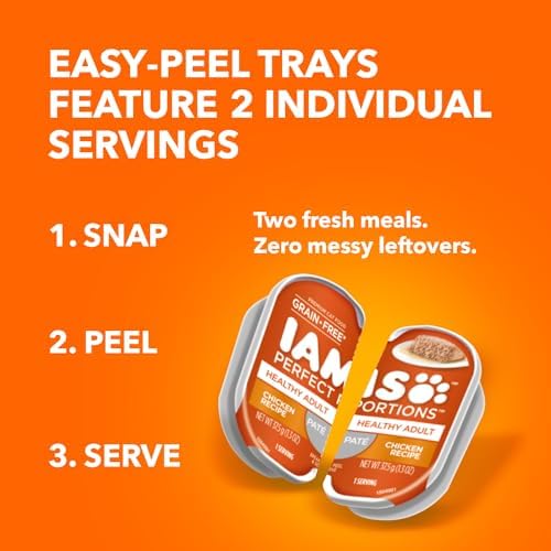 IAMS Perfect Portions Healthy Adult Wet Cat Food Pate, Chicken and Tuna Recipe Variety Pack, Easy Peel Twin-Pack Trays (12 Count, 24 Servings) (Pack of 2)