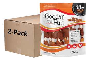Good N Fun Triple Flavor Kabobs 48 Ounce, Rawhide Snack for All Dogs (2 Pack)
