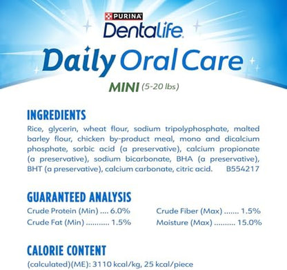 DentaLife Daily Oral Care Dog Treats for Small Dogs 5-20 lbs., Chewy Dental Treat to Freshen Breath and Fight Tartar, Chicken Flavor, 17.1 oz., 58 Chews - 58 ct. Pouch