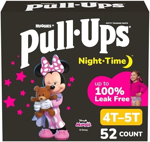 Pull-Ups Girls' Night-Time Potty Training Pants, Size 4T-5T Overnight Training Underwear (38-50 lbs), 52 Ct