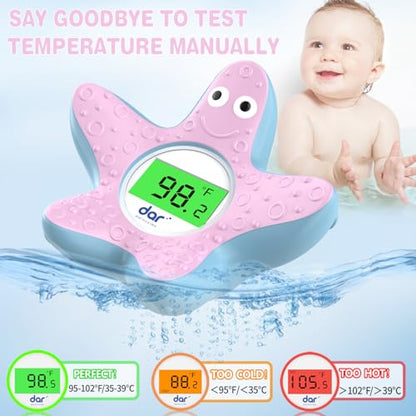 Baby Bath Thermometer, Digital Water Temperature Thermometers with 3 Color Backlit and Temperature Warning, Safety Bath Tube Thermometer Floating Toy for Infant, Toddler