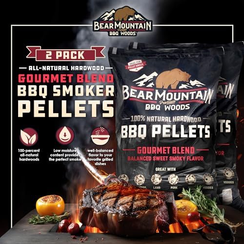 Bear Mountain 2-Pack Wood Pellets for Smoker, Grill & BBQ, 20 Lbs, Gourmet Blend - Premium Hardwood Barbecue Pellets for Indoor and Outdoor Grilling