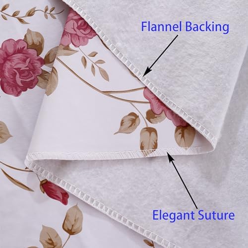 Heavy Duty Vinyl Tablecloth with Flannel Backing Waterproof Oil-Proof Plastic Table Cloth Stain-Resistant Wipeable Rectangle or Square Table Cover for Indoor and Outdoor (Flowers, 60X84 Inch)