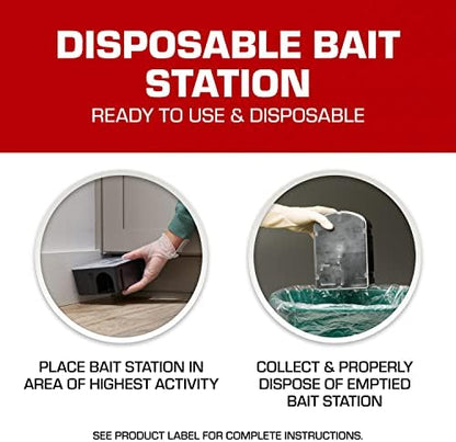 Tomcat Rat and Mouse Killer Disposable Stations for Indoor/Outdoor Use: Child and Dog Resistant, Pre-Filled, Easy Monitoring, 2-Pack