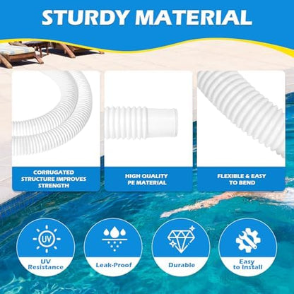 3 Pcs 1.25" Pool Hose, 59" Long Accessory Pool Pump Replacement Hoses, Compatible with All Above Ground Pool Filter Pumps that Use 1 1/4 Diameter Hoses