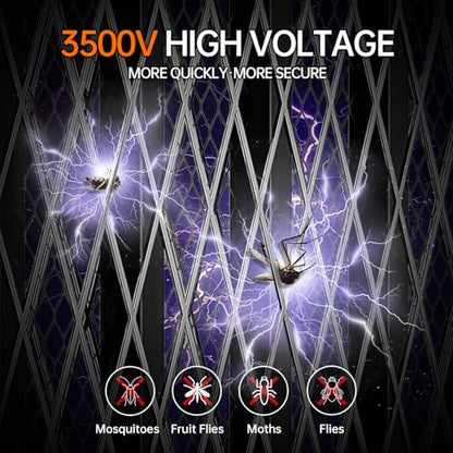 Electric Fly Swatter Bug Zapper: 3500V Mosquito Killer Racket with USB Rechargeable Insect Trap Pest Control Handheld Lightweight 5-Layer Safety Mesh for Indoor Home Office Backyard Patio Camping