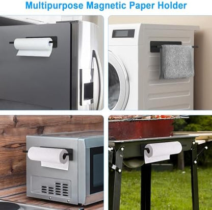 Magnetic Paper Towel Holder, Toilet Paper Roll Holder Magnetic Towel Rack Wall Mount Fridge Organizer for Paper Towels Rolls Bathroom Toilet Pantry RV Kitchen Organizers and Storage 2 Pack