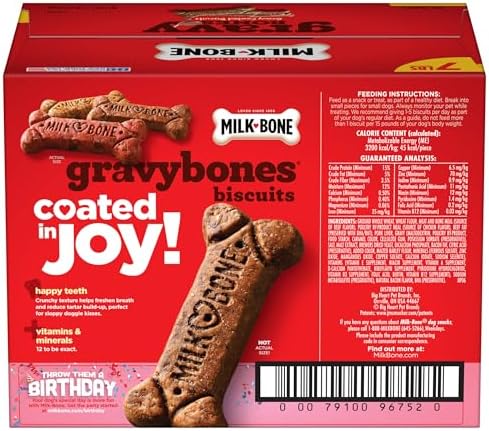 Milk-Bone Gravy Bones Dog Treats with 4 Savory Meat Flavors Coated in Gravy, 7 Pound