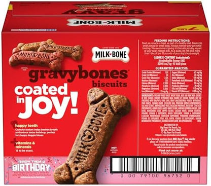 Milk-Bone Gravy Bones Dog Treats with 4 Savory Meat Flavors Coated in Gravy, 7 Pound