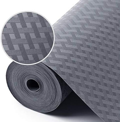 Shelf Liners for Kitchen Cabinets, Waterproof and Oil-Proof Kitchen Cupboard Liner, Refrigerator Liners and Plastic Drawer Mats EVA Non Adhesive Shelves, Fridge - Gray 11.8 x 118 Inches