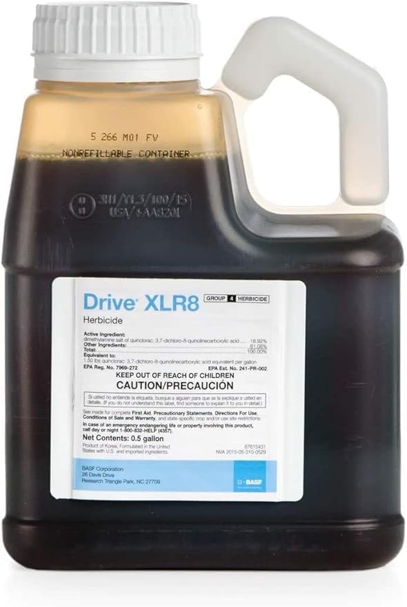 BASF Drive XLR8 Crabgrass Killer for Lawn & Turf, Post Emergent Grassy & Broadleaf Weed Control, Active Ingredient Quinclorac, 30 Day Residual, Herbicide, Concentrate 64 Ounce