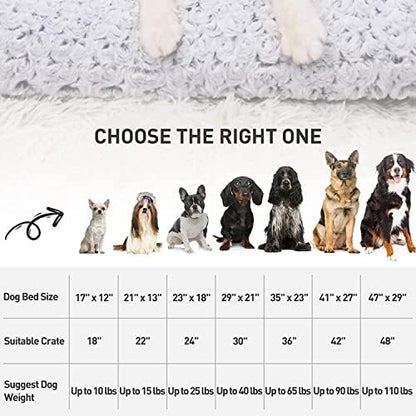 KSIIA Washable Dog Bed Deluxe Plush Dog Crate Beds Comfy Kennel Pad Anti-Slip Pet Sleeping Mat for Large, Jumbo, Medium, Small Dogs Breeds, 35" x 23", Gray