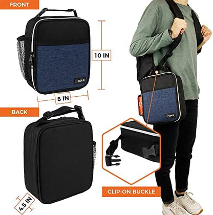 opux Premium Insulated Lunch Box, Soft School Lunch Bag for Kids Boys Girls, Leakproof Small Lunch Pail Men Women Work, Reusable Compact Cooler Tote Lunchbox for Office Adult, Heather Navy
