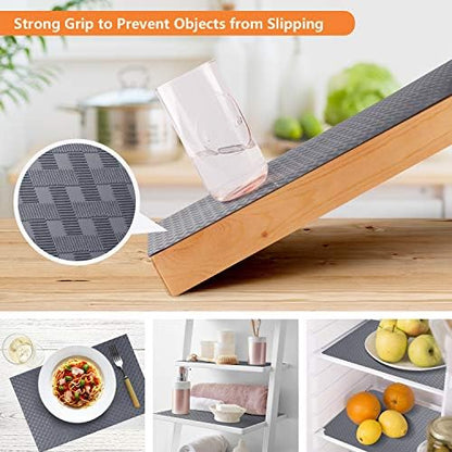 Shelf Liners for Kitchen Cabinets, Waterproof and Oil-Proof Kitchen Cupboard Liner, Refrigerator Liners and Plastic Drawer Mats EVA Non Adhesive Shelves, Fridge - Gray 11.8 x 118 Inches