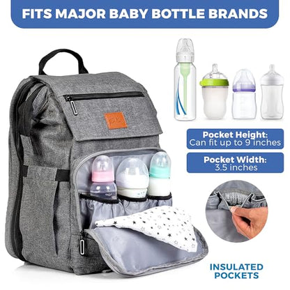 PILLANI Baby Diaper Bag Backpack - Large Bag for Boys & Girls - Diaper Backpack - Travel Diaper Bags w/Changing Pad, Baby Registry Search & Shower Gifts - Essentials Must Haves Newborn Stuff for Mom