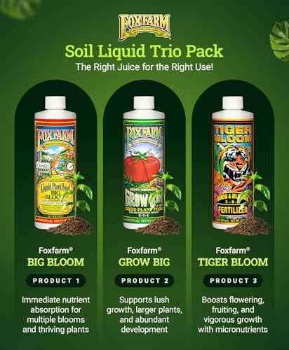 FoxFarm Fertilizer Soil Trio Liquid Nutrient: Tiger Bloom, Grow Big, Big Bloom Bottles - (Pack of 3-1 Pint)