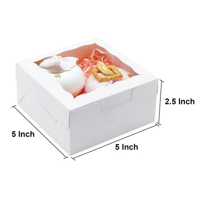 XINHPKGG 50pcs 5x5x2.5 Inch Cookie Boxes with window Bakery Boxes Dessert Treat Box Chocolate Covered Strawberries Box for Wedding Party Birthday