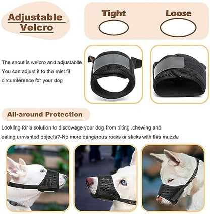 HEELE Dog Muzzle,Soft Nylon Muzzle Anti Biting Barking Chewing,Air Mesh Breathable Drinkable Adjustable Loop Pets Muzzle for Small Medium Large Dogs 4 Colors 4 Sizes (Black, L)