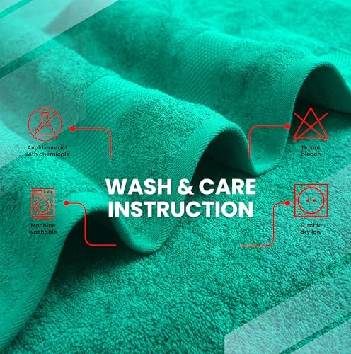 Infinitee Xclusives Premium White Bath Towels for Bathroom Set of 4 (27x54 Inches), 100% Soft Ring-Spun Cotton Bathroom Towels (Vivid Green, Bath Sheet Pack of 2)