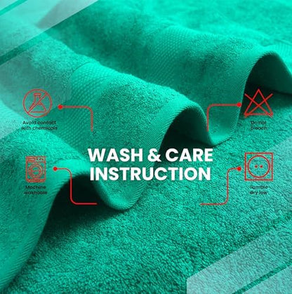 Infinitee Xclusives Premium White Bath Towels for Bathroom Set of 4 (27x54 Inches), 100% Soft Ring-Spun Cotton Bathroom Towels (Vivid Green, Bath Sheet Pack of 2)