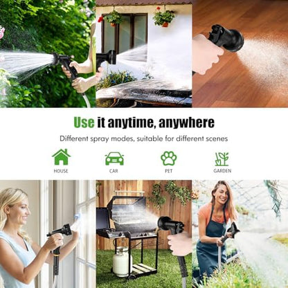 Garden Hose Metal 100FT, Stainless Steel Heavy Duty Water Hose With 10 Function Nozzle, No-Kink, Tough & Flexible, Sturdy and Lightweight, Rust Proof for Yard, Outdoor, RV