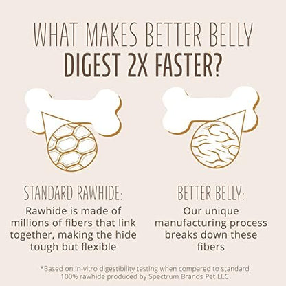 Better Belly Pork Hide Rolls with Smoke Flavor Small, 20 Count, Digestible Pork Hide for Dogs (P-94453)