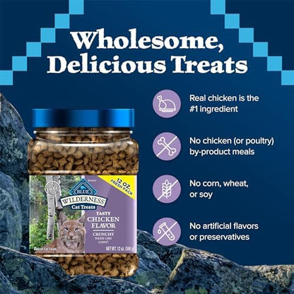 Blue Buffalo Wilderness Crunchy Cat Treats, Chicken 12-oz Tub