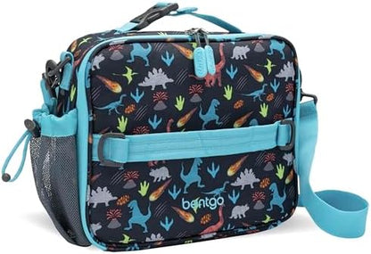 Bentgo Kids Lunch Bag - Double-Insulated, Reusable Lunch Bag for Kids 3+ with Adjustable Strap; Holds Lunch Box/Water Bottle/Snacks; Easy-Clean, Water-Resistant & Pockets (Dinosaur)