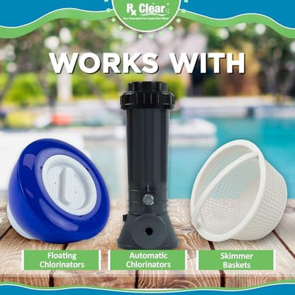 Rx Clear 3" Inch Chlorine Tabs | 5 Pounds | Individual Stabilized Chlorinating Tablets for Sanitizing Swimming Pools | Long Lasting, Slow Dissolving, and UV Protected