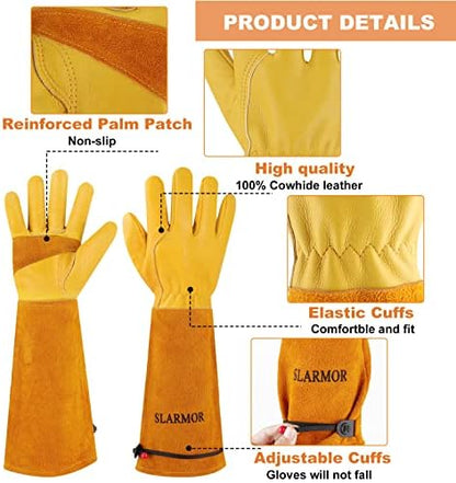 Long Gardening-Gloves Women/Men-Thorn proof Rose Pruning Heavy Duty Gauntlet-L