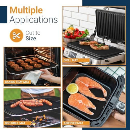 Oven Liners for Bottom of Oven - 4 Pack Large Heavy Duty Mats, 17”x25” Non-Stick Reusable Liner for Electric, Gas, Toasters, Grills - BPA & PFOA Free Kitchen Accessory to Keep It Clean (Black)