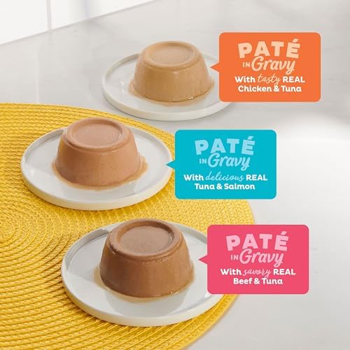 Meow Mix Paté in Gravy Wet Cat Food Variety Pack, Surf n’ Turf Patés 2.75 Ounce (Pack of 24)