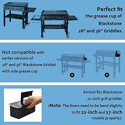 20 Pack Blackstone Grease Cup Liners, Grease Catcher Liner, Aluminum Foil Drip Pan for 28 and 36 inch Blackstone Griddle