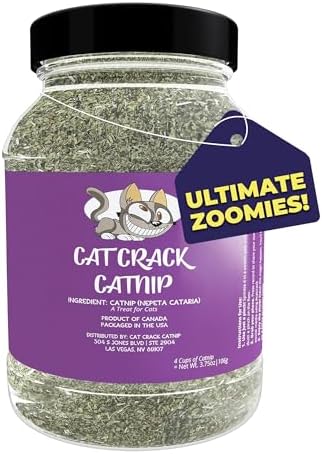 Cat Crack Catnip, Zoomie-Inducing Cat Nip Blend, North American Made & 100% Natural, Safe & Non-Addictive Catnip Treats Used to Supplement Cat Nip Toys, Spray, & Accessories (4 Cups)