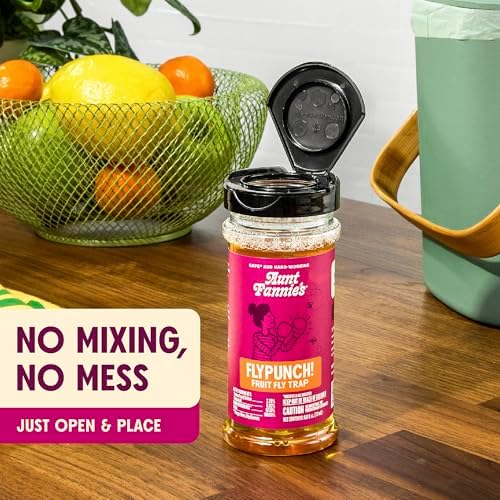 Aunt Fannie's FlyPunch Fruit Fly Trap for Indoor and Kitchen Use, Ready to Use, Made with Plant Based Ingredients, Safe Near Food, Each Bottle Lasts Up to 30 Days, Pack of 2