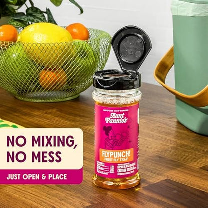 Aunt Fannie's FlyPunch Fruit Fly Trap for Indoor and Kitchen Use, Ready to Use, Made with Plant Based Ingredients, Safe Near Food, Each Bottle Lasts Up to 30 Days, Pack of 2