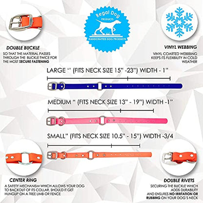 Regal Dog Products Small Red with Custom Engraved Waterproof Dog Collar and Leash Set | Waterproof Dog Collar with D Ring | Center Ring & 5'ft Leash | Matching Dog Collar and Leash for Dogs