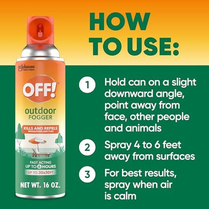 OFF! Outdoor Insect & Mosquito Repellent Fogger, Backyard Pretreat, Kills & Repels Insects in an up to 900 sq, ft, area, 16 oz (Pack of 2)