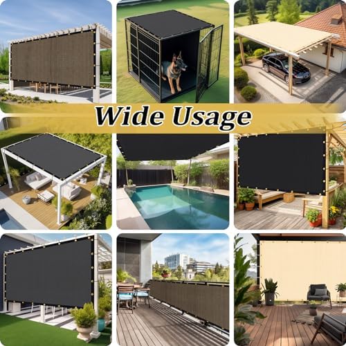 Shade&Beyond Customized Size 8' X 9' Shade Cloth with Grommets, 90% UV Protection UV Protection Mesh Tarp Sun Screens for Patio GN01, Black