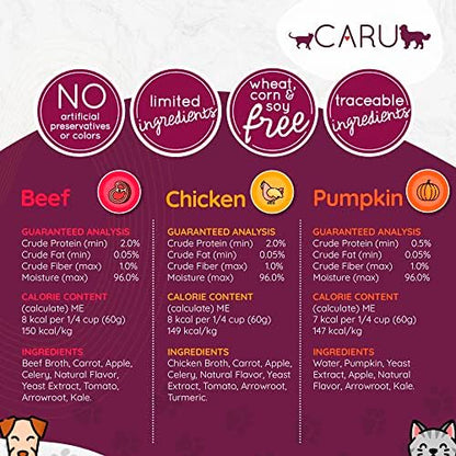 Caru - Daily Dish Chicken Bone Broth Meal Topper for Dogs & Cats - Savory Pour-Over Broth - 3 Pack