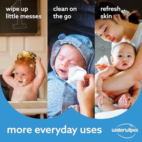WaterWipes Original Baby Wipes, 99.9% Water, 3-In-1 Cleans, Cares, Protects, Unscented & Hypoallergenic, 720 Count (12 Packs), Packaging May Vary